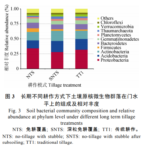 张贵云_图3  长期不同耕作方式下土壤原核微生物群落在门水平上的组成及相对丰度